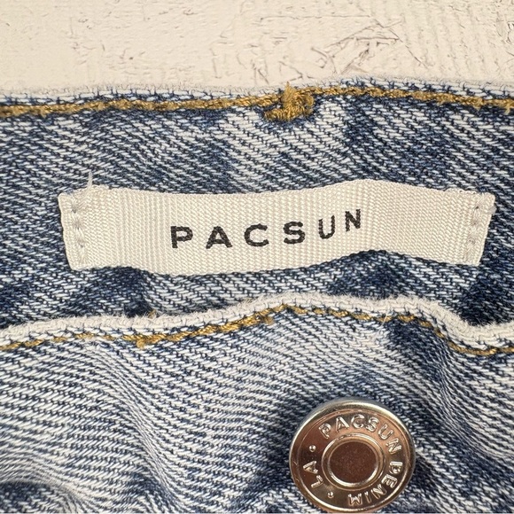 PacSun Butterfly Print ultra high rise slim Light Wash Blue Jeans 24in - Picture 9 of 11